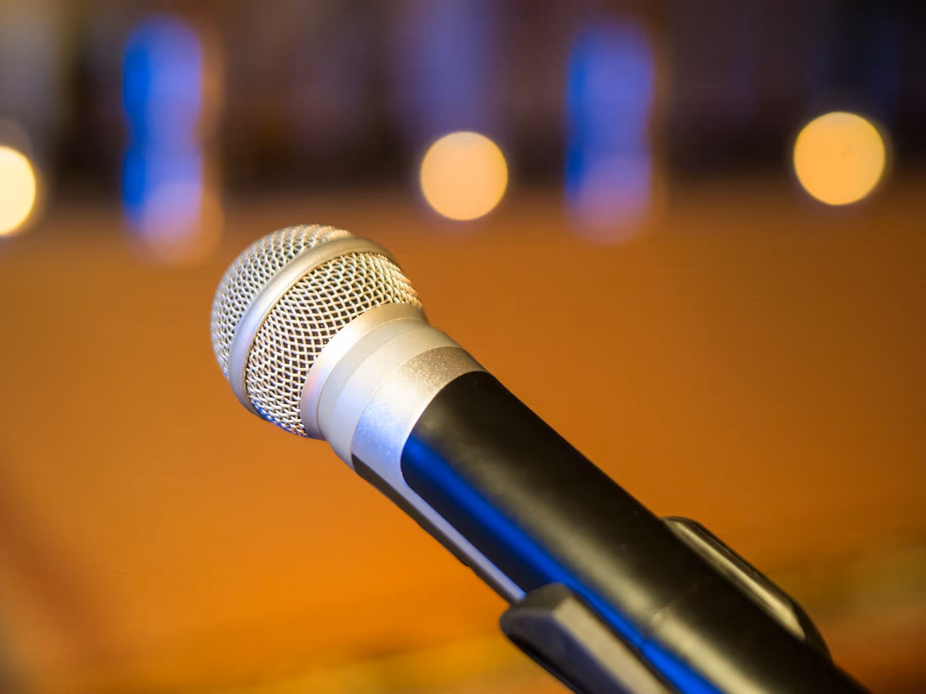 Stage microphone prepared for a live event