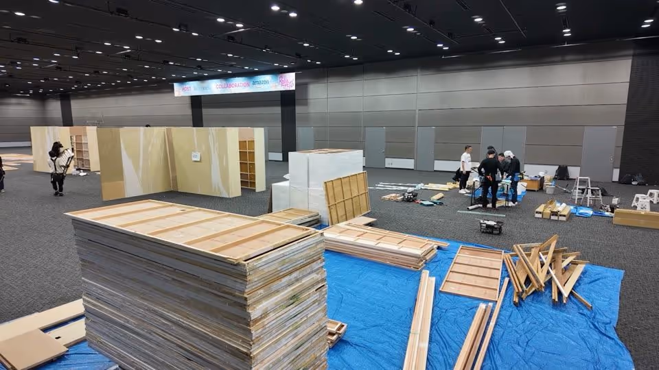 Opening frame of the venue setup timelapse (supplied material)
